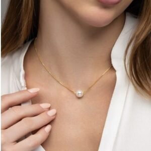 Artificial Minimal Pearl Gold Chain Necklace