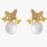 butterfly pearl stud earrings