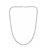 Men’s stainless steel silver chain necklace with slim rectangular link design and lobster clasp, 24 inch length