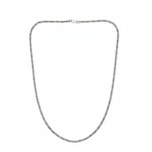 Men’s stainless steel silver chain necklace with slim rectangular link design and lobster clasp, 24 inch length