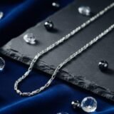 Men’s stainless steel silver chain necklace with slim rectangular link design and lobster clasp, 24 inch length