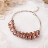 Rose gold marquise cut pink crystal bracelet on woman wrist elegant adjustable chain jewelry