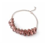 Rose gold marquise cut pink crystal bracelet on woman wrist elegant adjustable chain jewelry