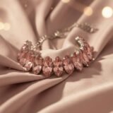 Rose gold marquise cut pink crystal bracelet on woman wrist elegant adjustable chain jewelry