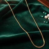 Elegant gold textured snake chain necklace for men and women minimalist neck jewelry