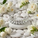 marquise cut crystal silver bracelet on woman wrist elegant statement jewelry