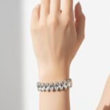 marquise cut crystal silver bracelet on woman wrist elegant statement jewelry