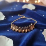 Elegant smoky crystal tennis bracelet for women gold tone luxury wrist jewelry worn on hand