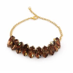 Elegant smoky crystal tennis bracelet for women gold tone luxury wrist jewelry worn on hand